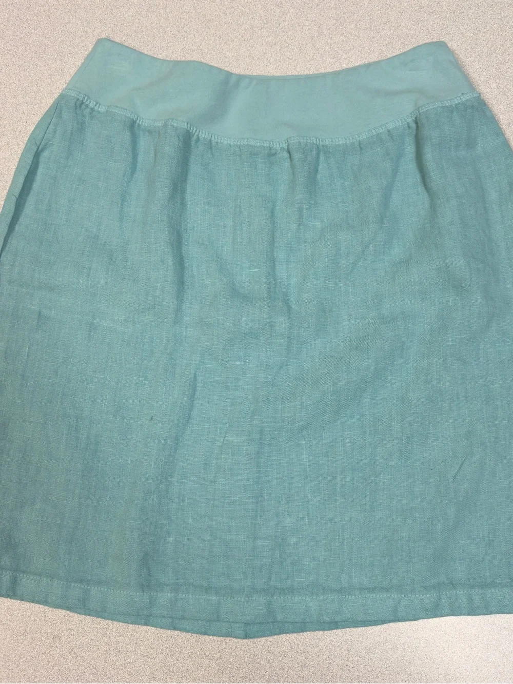 Becasa XS 100% Linen Aqua Blue Pull-On Skirt Made in USA